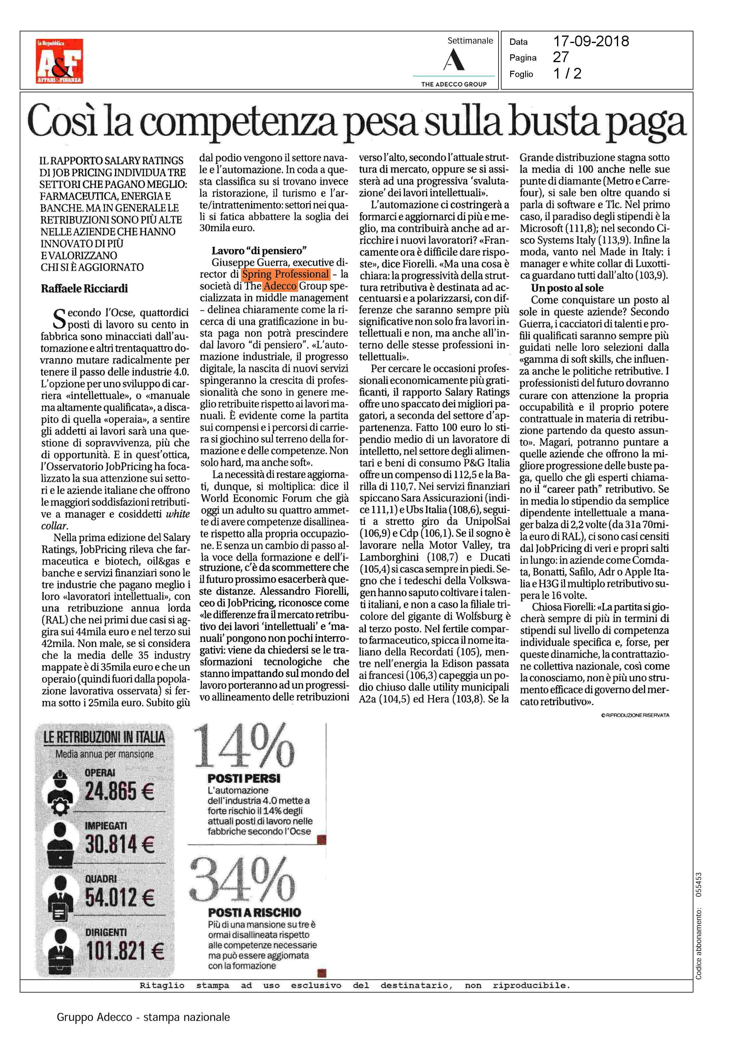 Affari e Finanza, Spring Professional